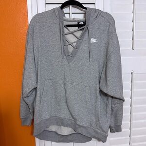 Nike Gray Lace-Up Hoodie